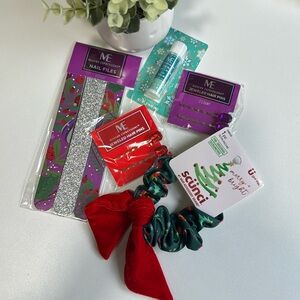 Lot nail files lip balm jeweled hair pins scunci scrunchie